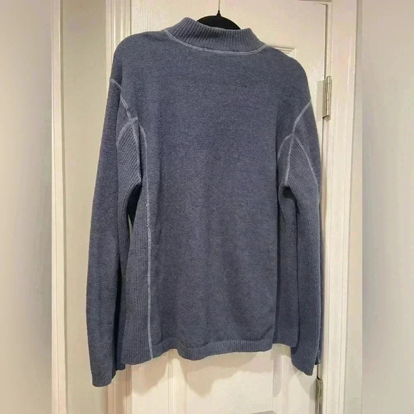 Colorado Clothing Men Blue Terrycloth Quarter Zip Ribbed Panel Pullover Size XL - Picture 6 of 11